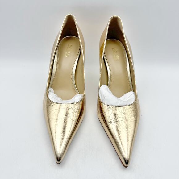 Michael Kors Womens Luna Mid Pumps US 6M EU 36.5 Gold Leather NIB - Picture 6 of 12
